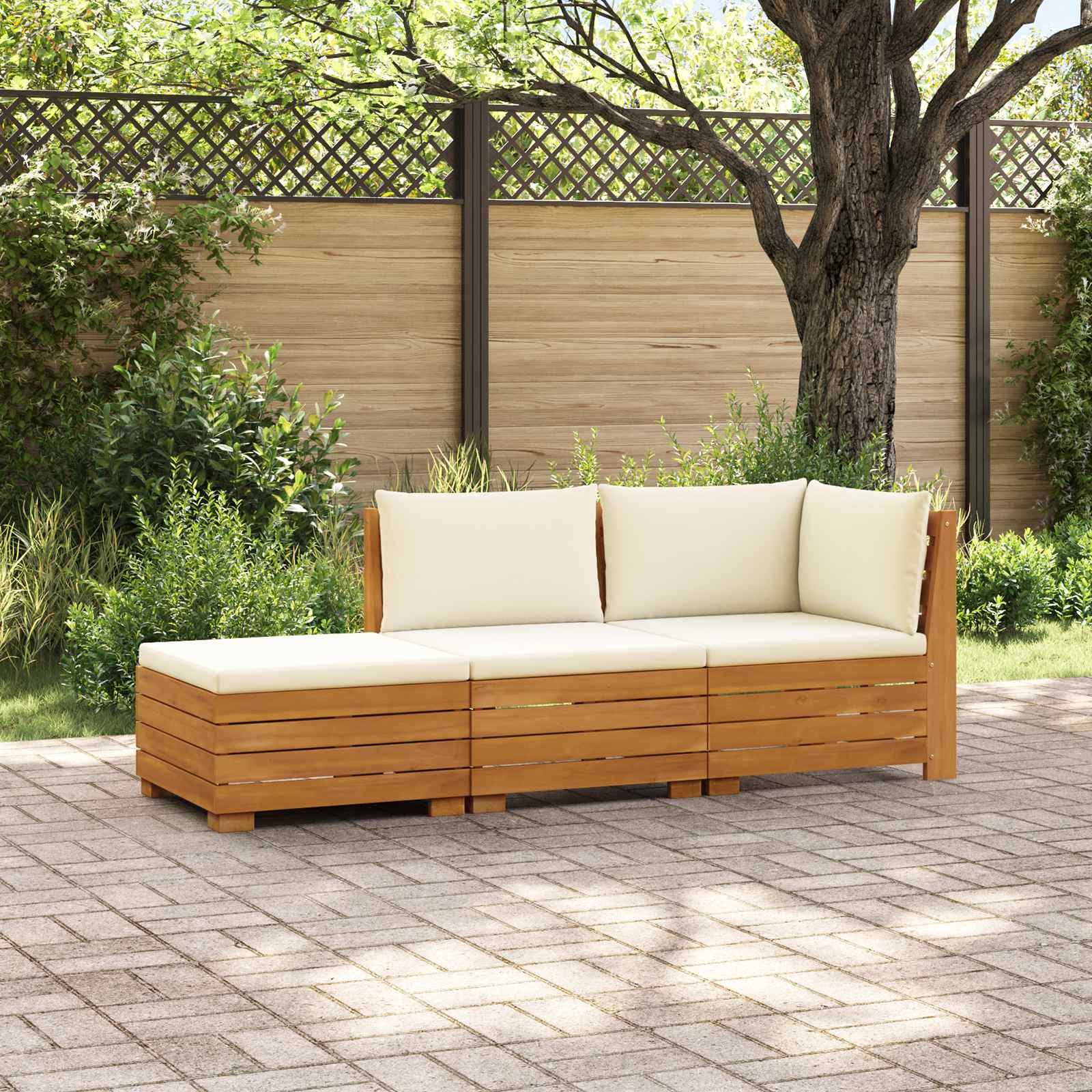 3 pz Set di divani da esterno Legno di Acacia Massello Marrone
