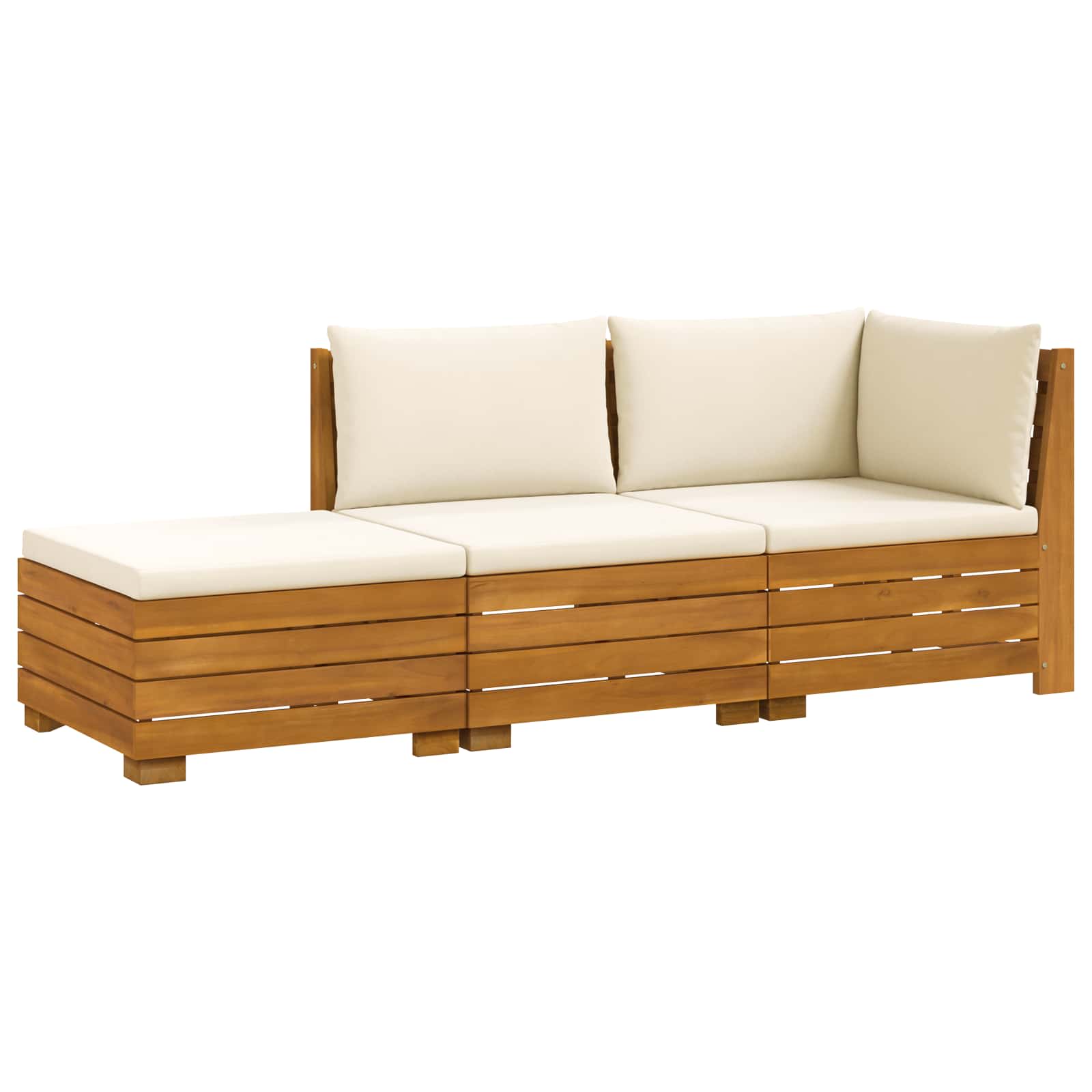 3 pz Set di divani da esterno Legno di Acacia Massello Marrone