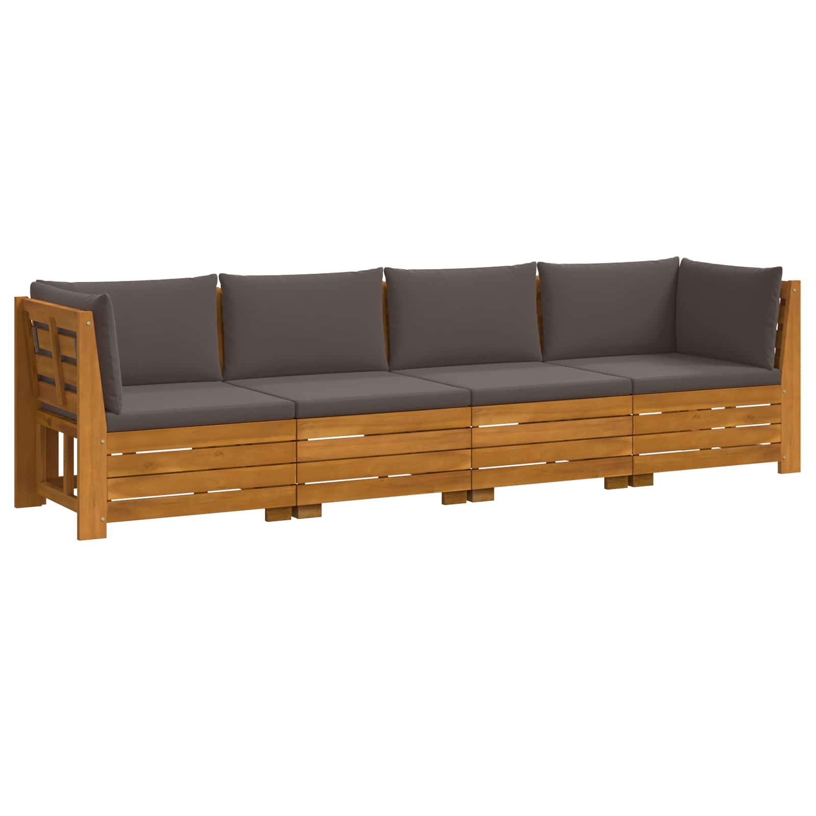 4 pz Set di divani da esterno Legno di Acacia Massello Marrone