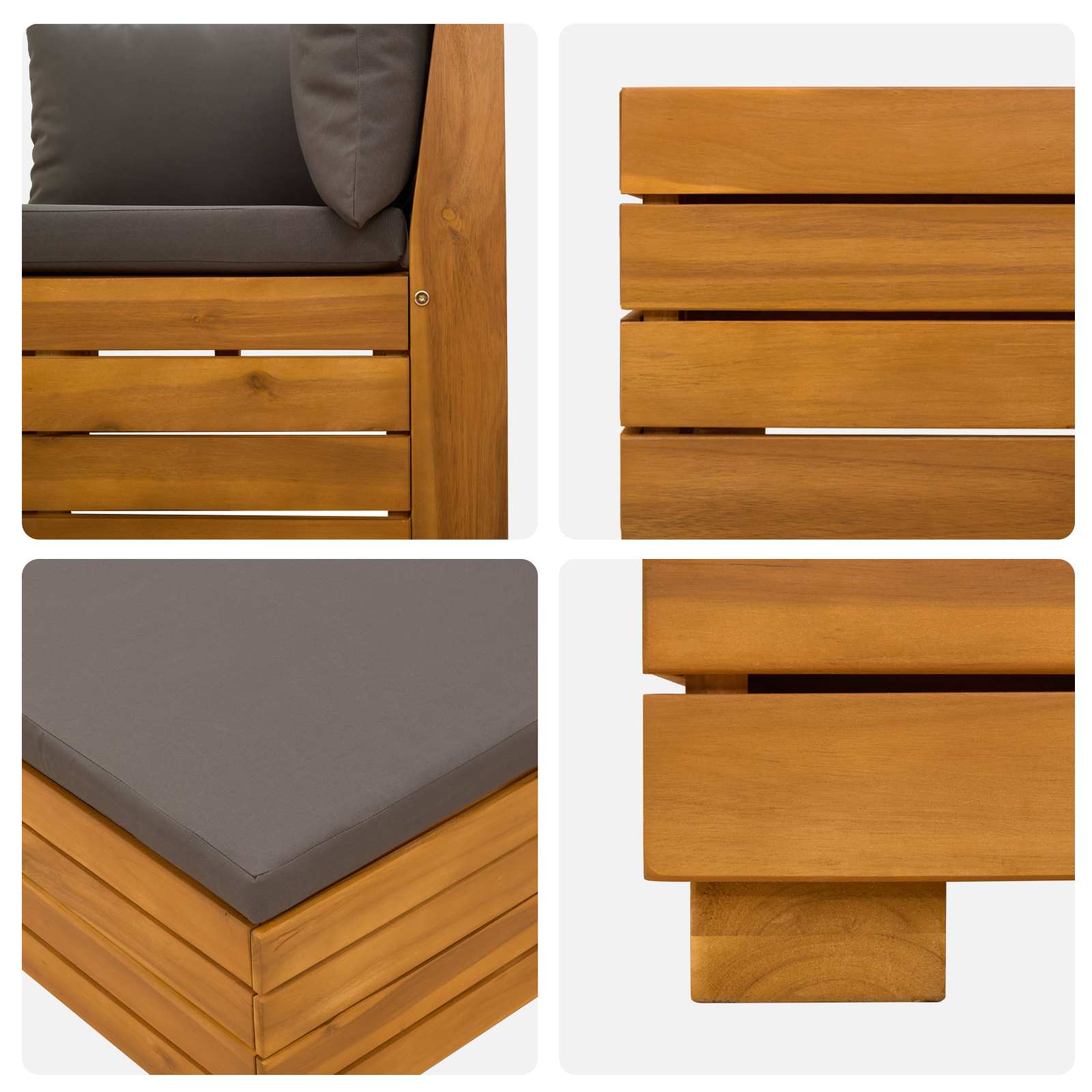 4 pz Set di divani da esterno Legno di Acacia Massello Marrone