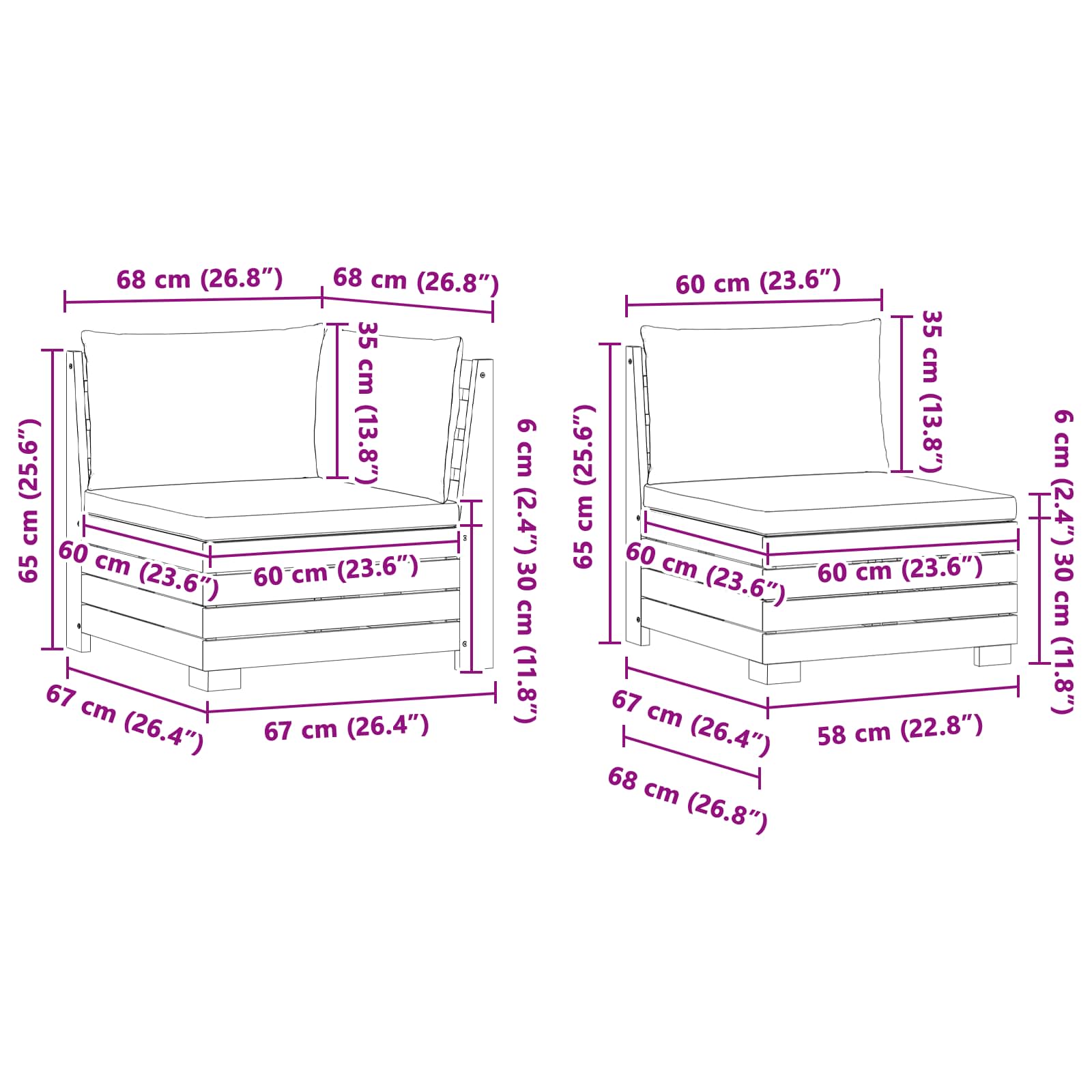 4 pz Set di divani da esterno Legno di Acacia Massello Marrone