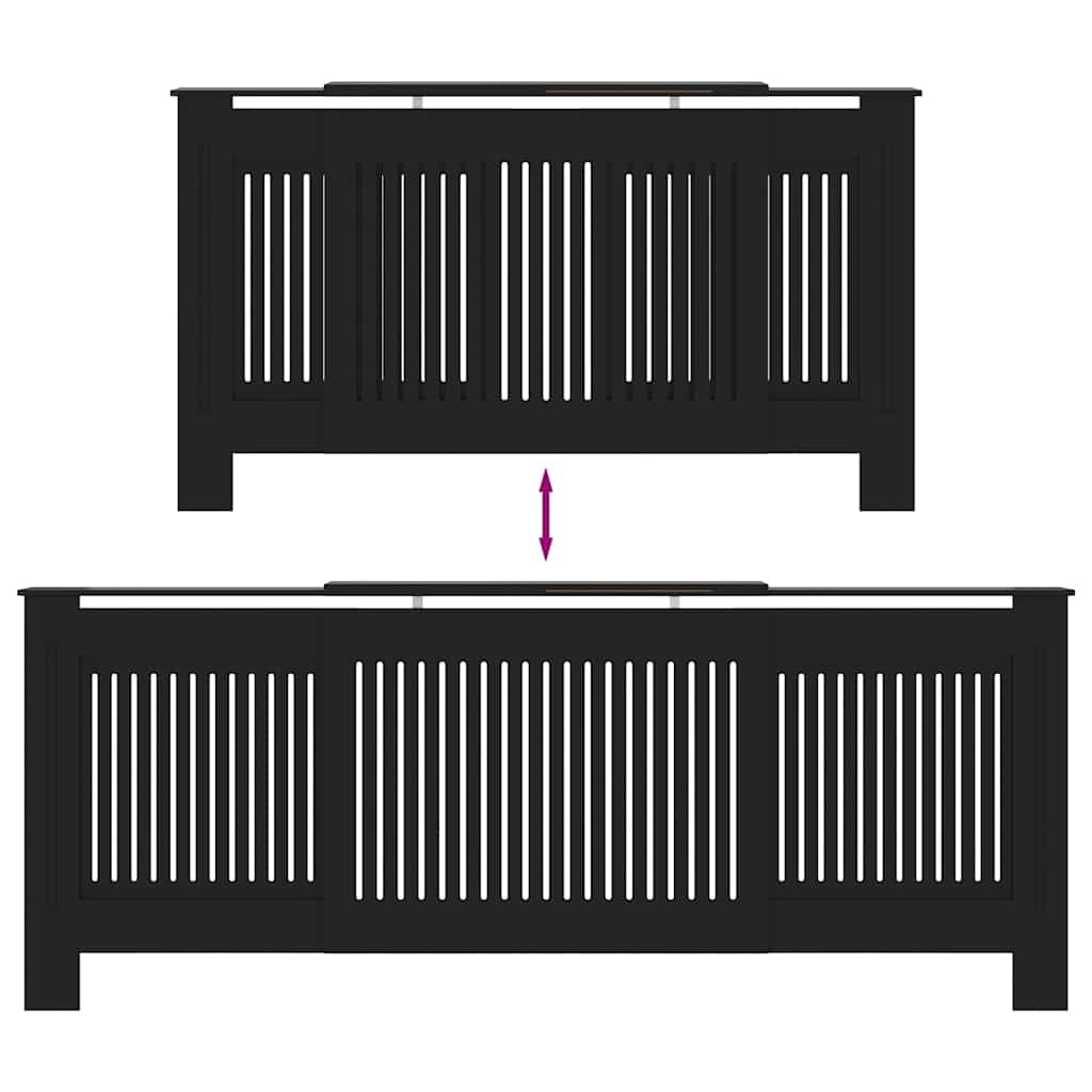 Copertura per radiatori 2 pz Nero 205 x 20,5 x 81,5cm