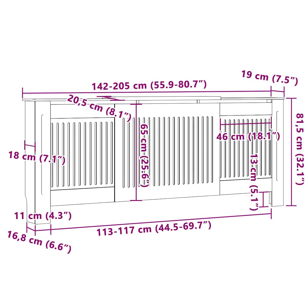Copertura per radiatori 2 pz Rovere Sonoma 205 x 20,5 x 81,5cm