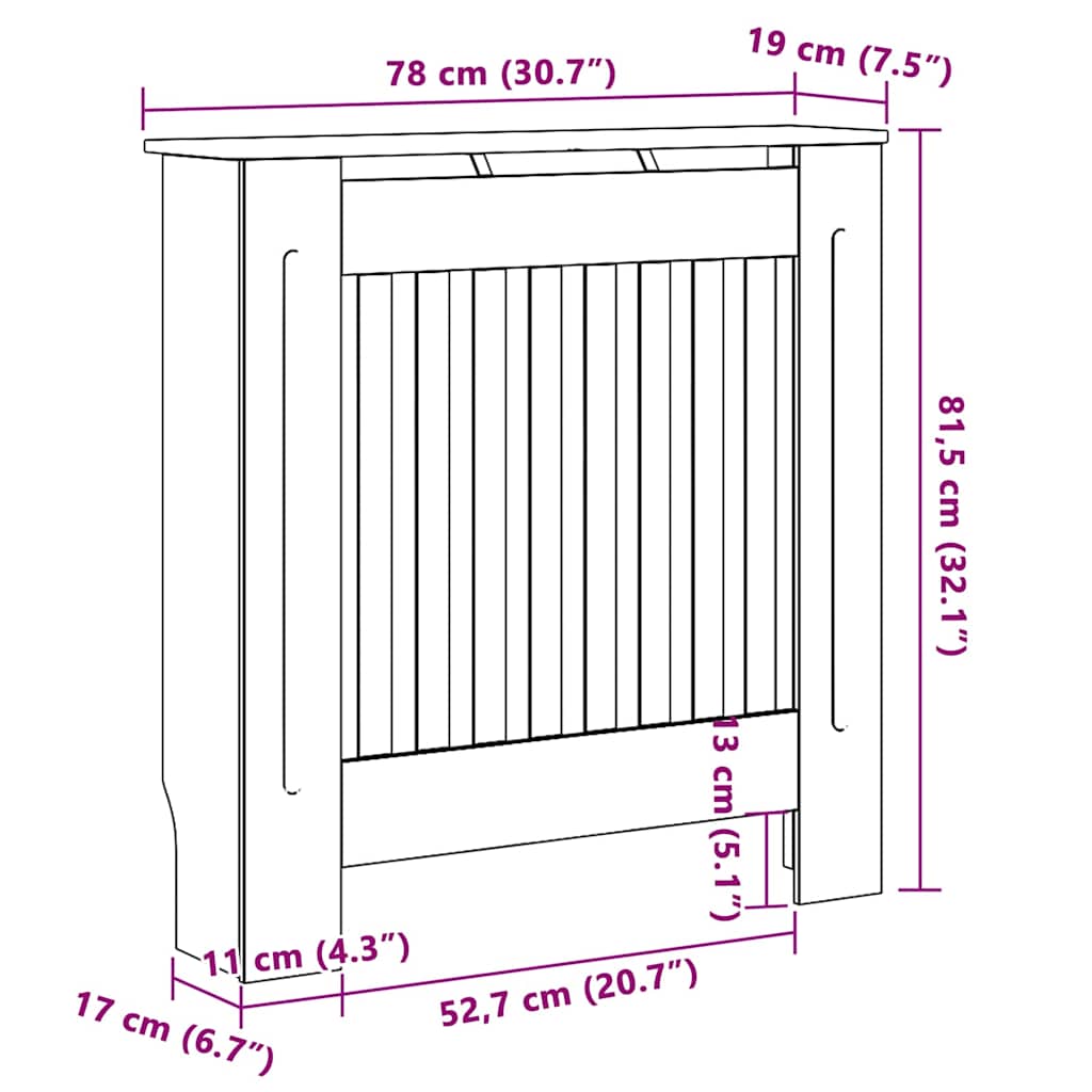 Copertura per radiatori Rovere Sonoma 78 x 19 x 81,5cm