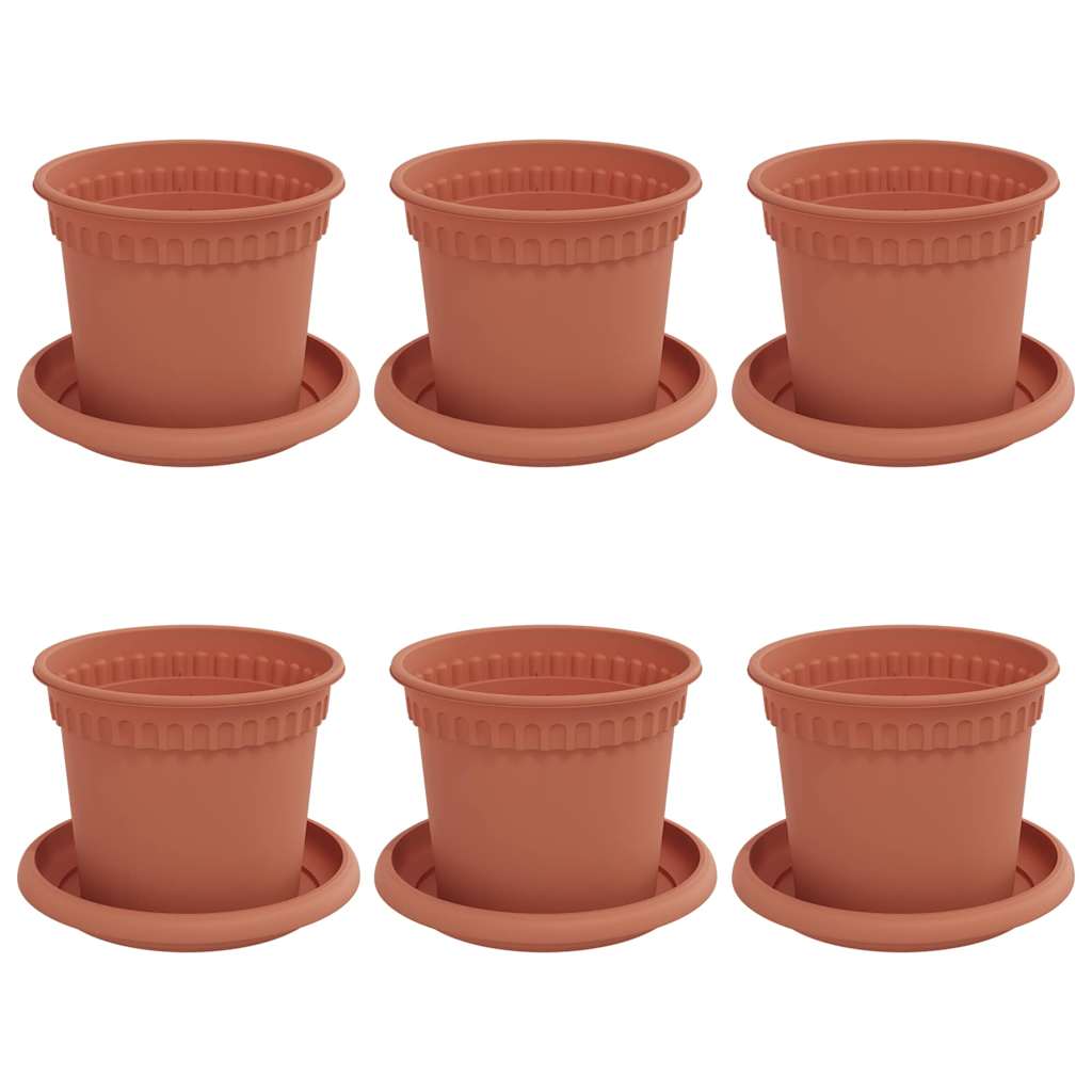 Vasi per Piante 6 pz Rosso Mattone Plastica