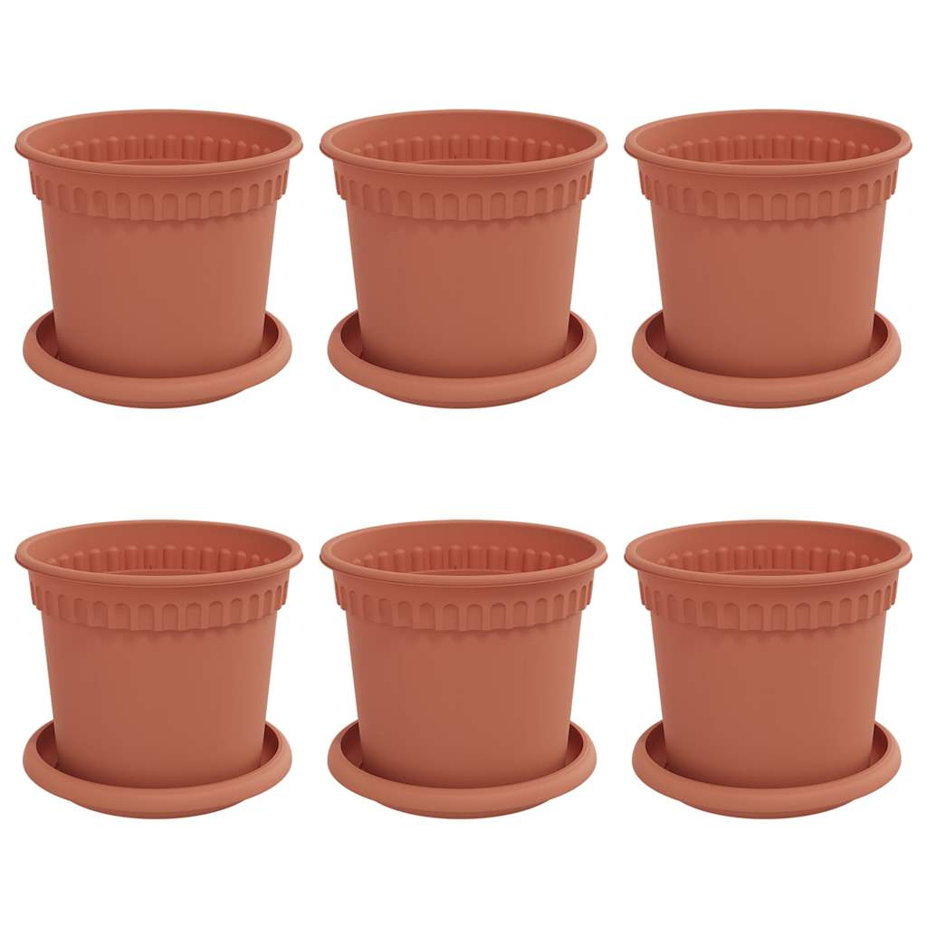Vasi per Piante 6 pz Rosso Mattone Plastica