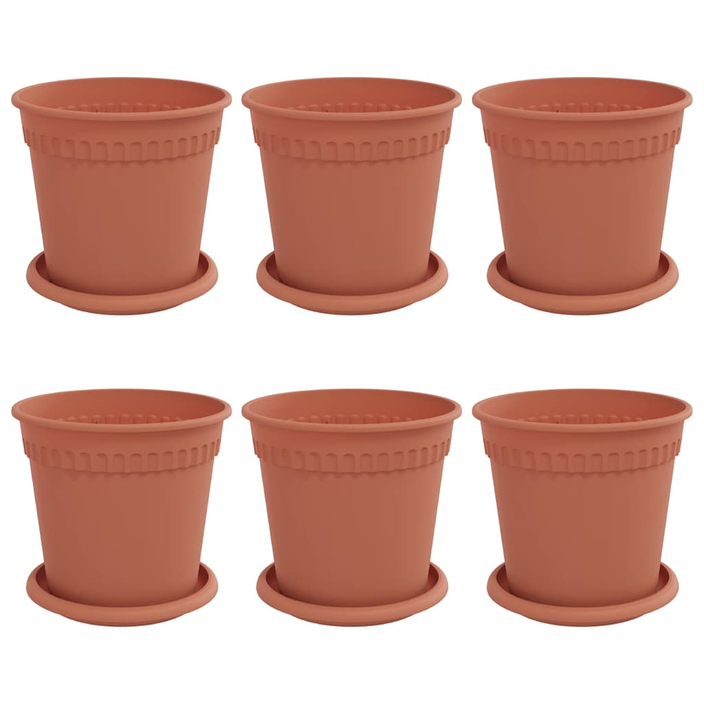 Vasi per Piante 6 pz Rosso Mattone Plastica