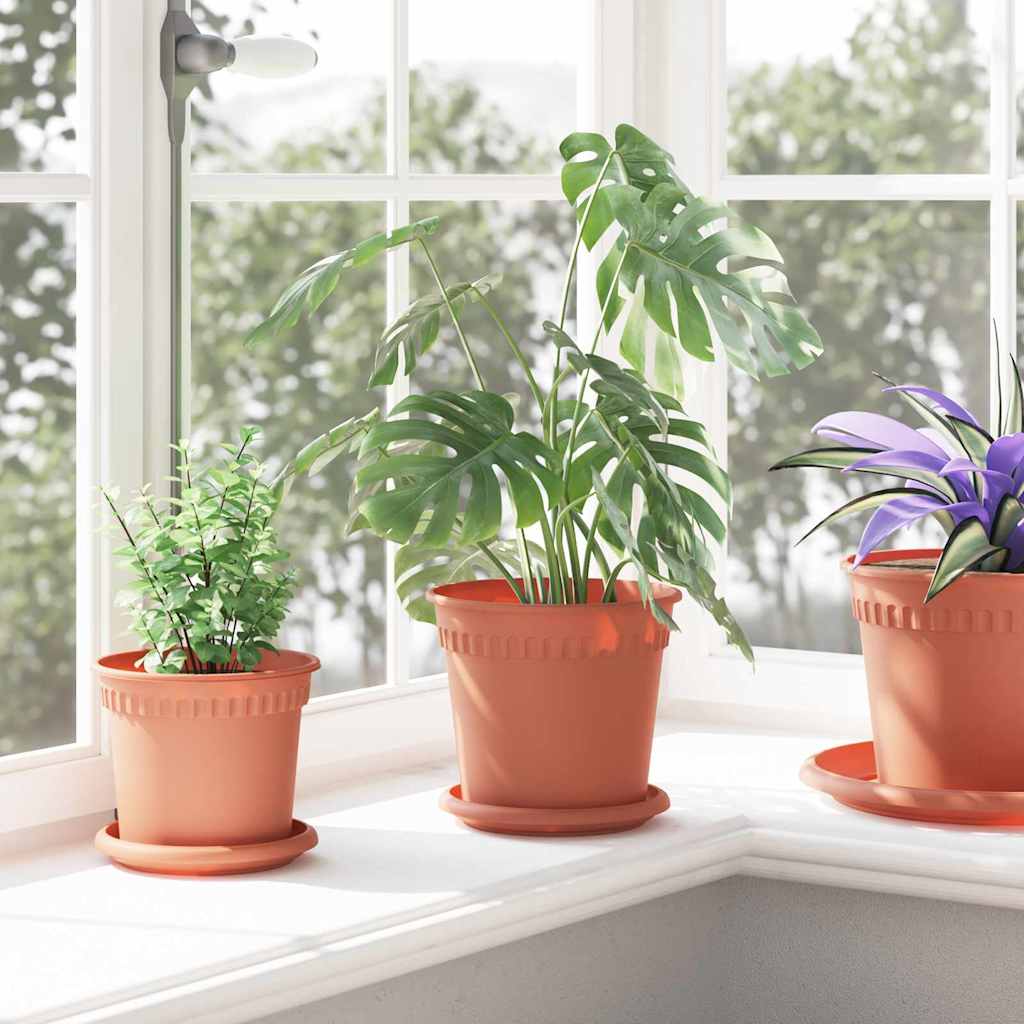 Vasi per Piante 6 pz Rosso Mattone Plastica