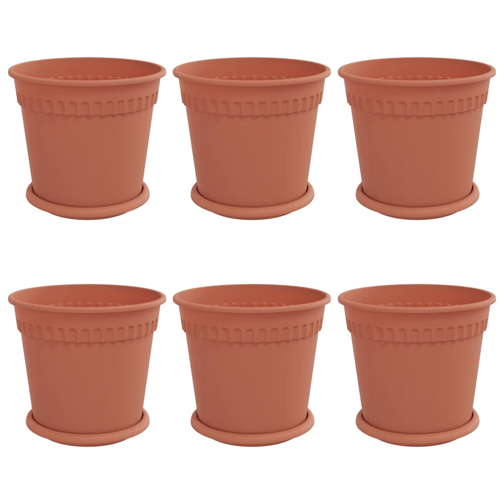 Vasi per Piante 6 pz Rosso Mattone Plastica