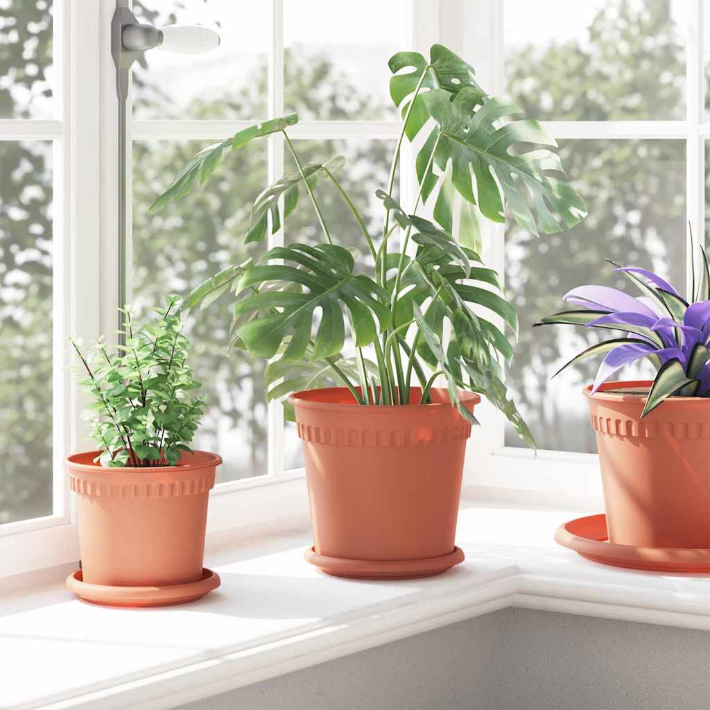 Vasi per Piante 6 pz Rosso Mattone Plastica
