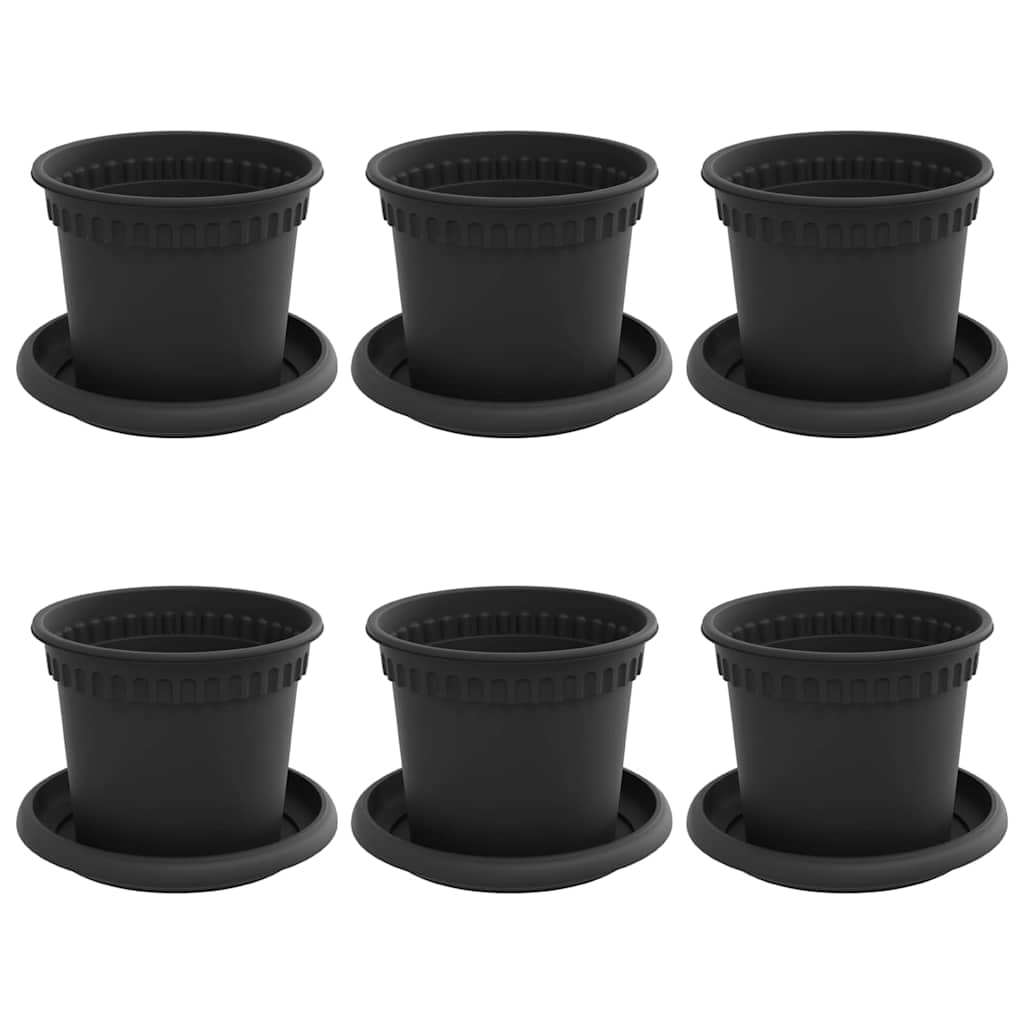 Vasi per Piante 6 pz Nero Plastica