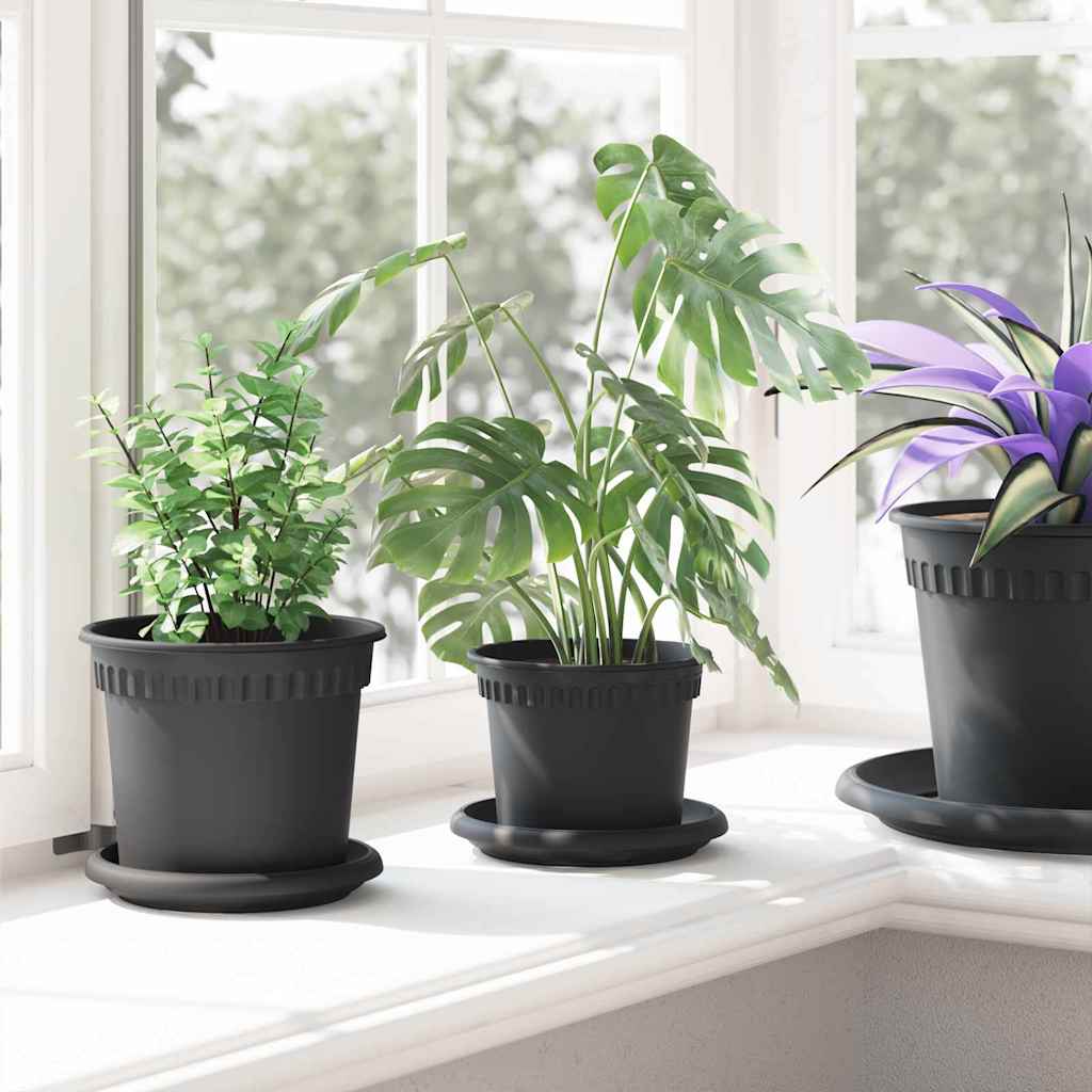 Vasi per Piante 6 pz Nero Plastica