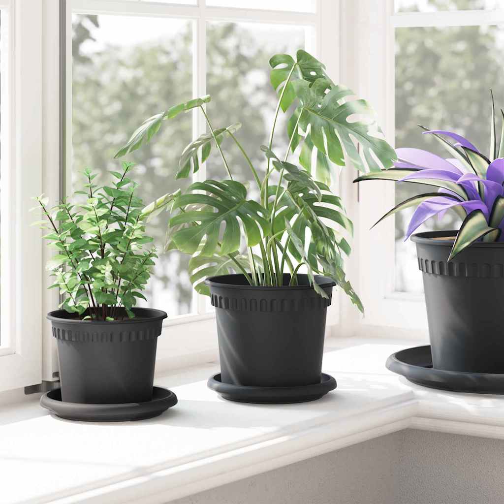 Vasi per Piante 6 pz Nero Plastica