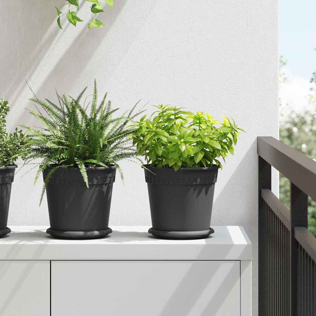 Vasi per Piante 6 pz Nero Plastica