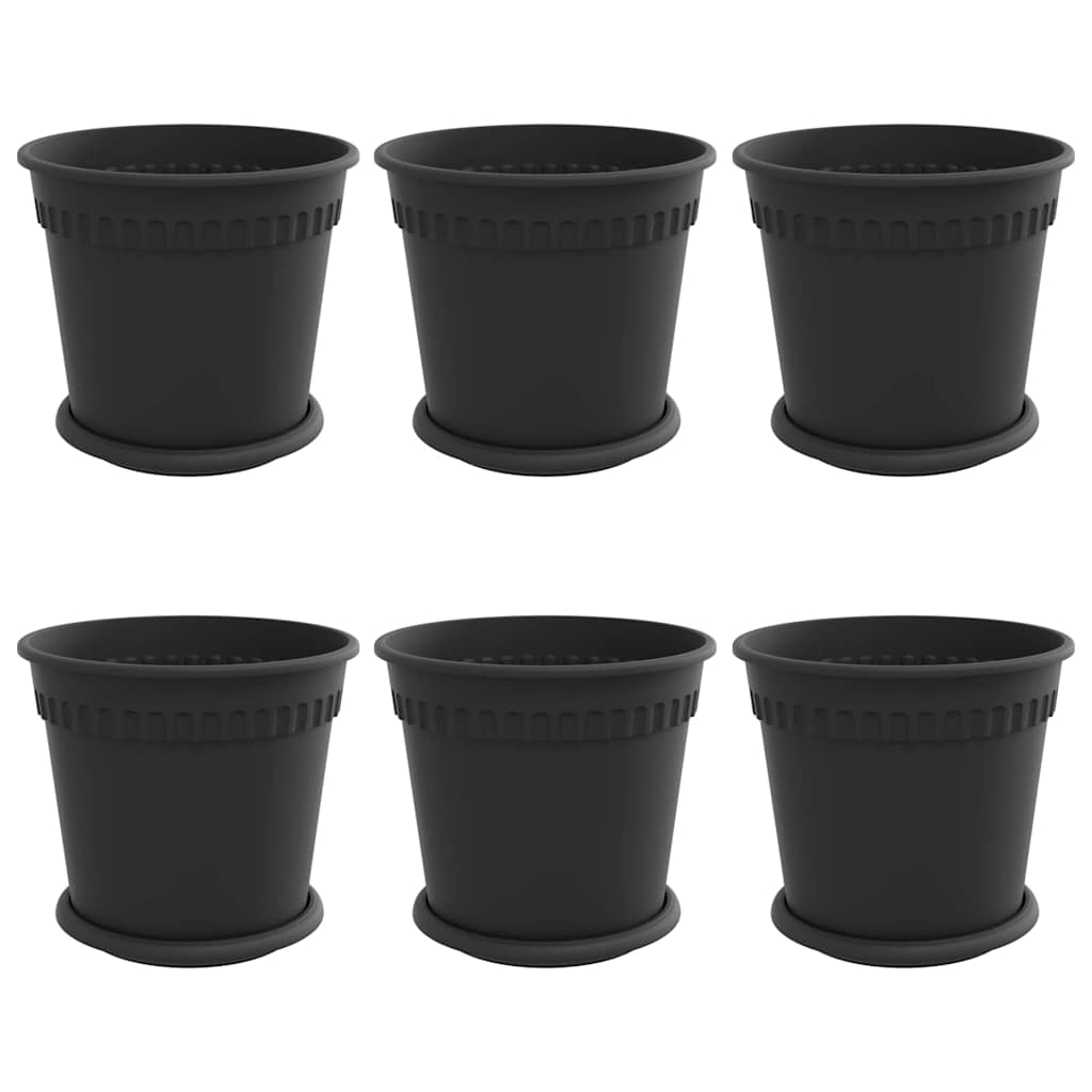 Vasi per Piante 6 pz Nero Plastica