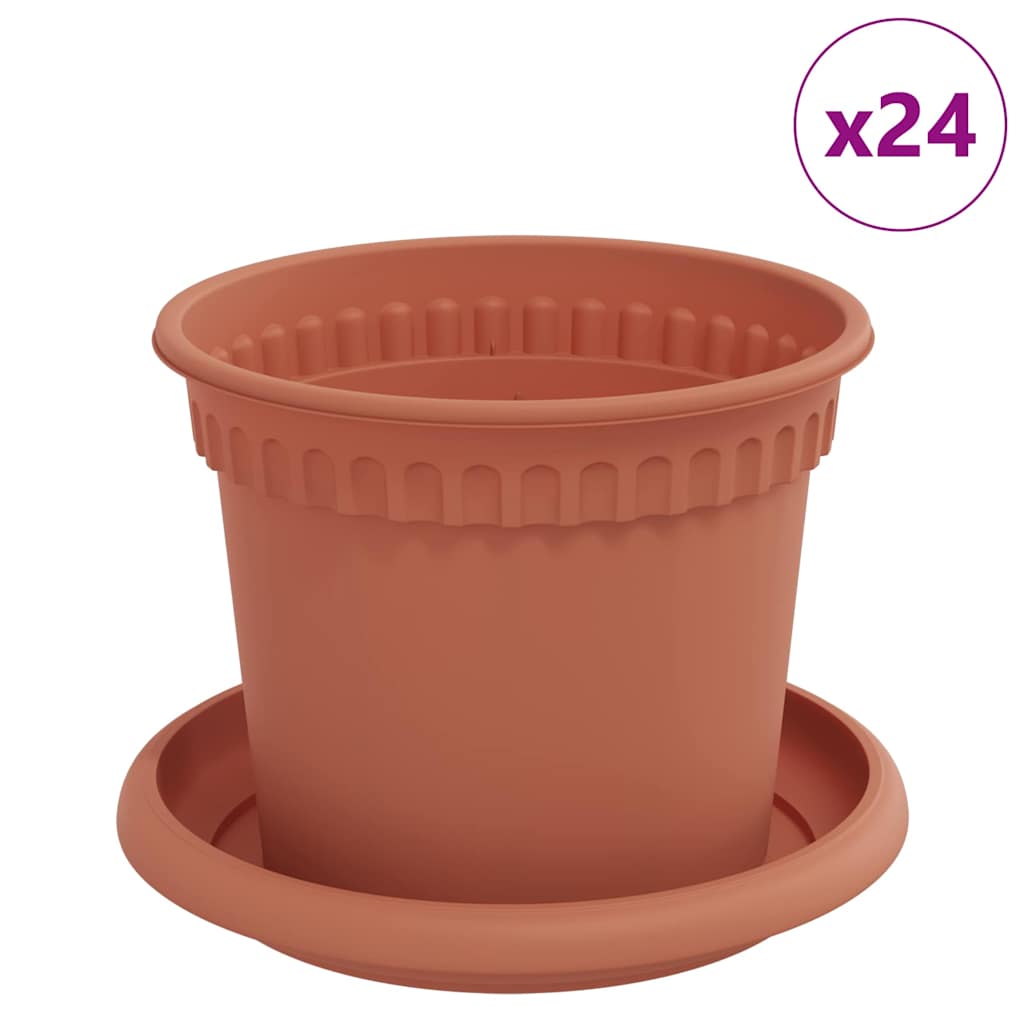 Vasi per Piante 24 pz Rosso Mattone Plastica