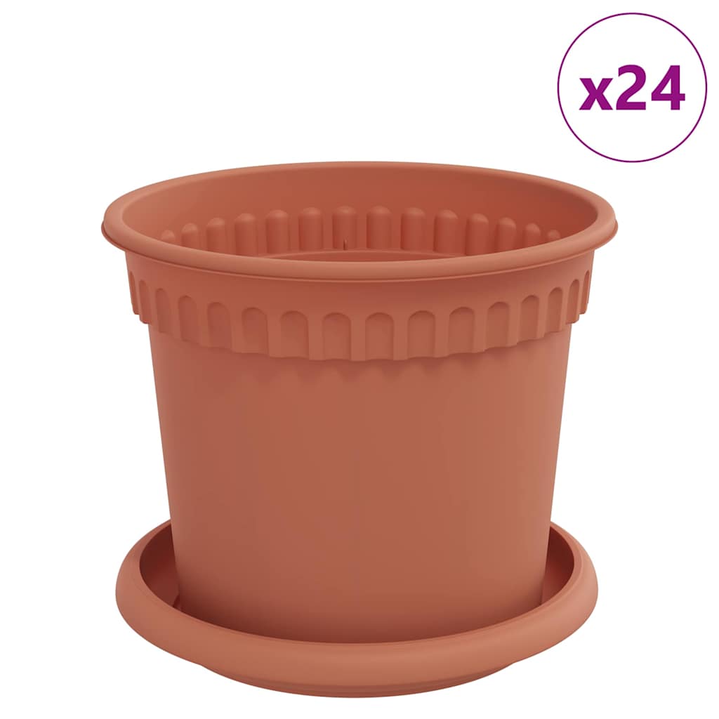Vasi per Piante 24 pz Rosso Mattone Plastica