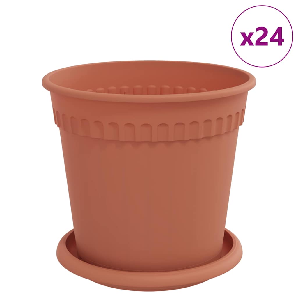 Vasi per Piante 24 pz Rosso Mattone Plastica
