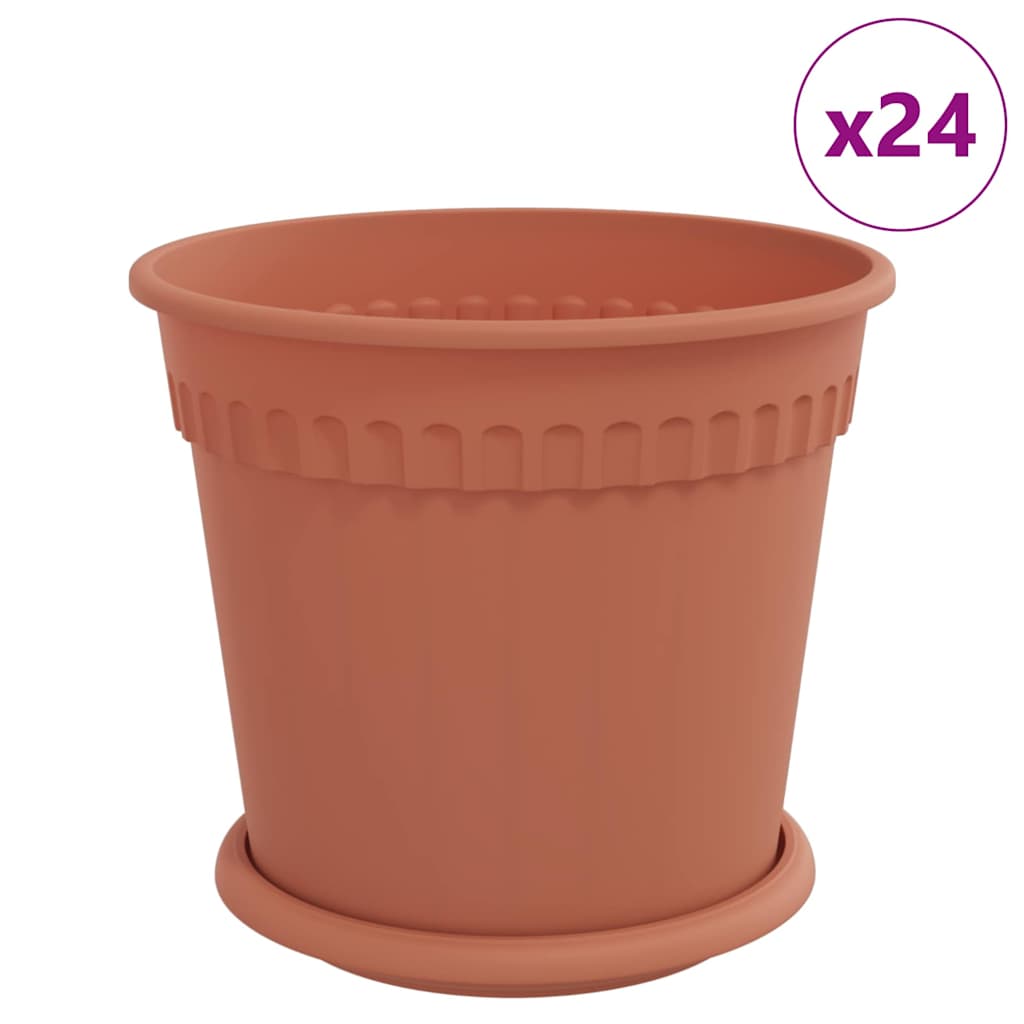 Vasi per Piante 24 pz Rosso Mattone Plastica