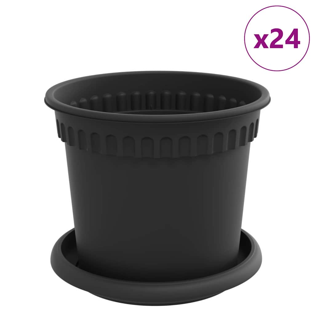 Vasi per Piante 24 pz Nero Plastica