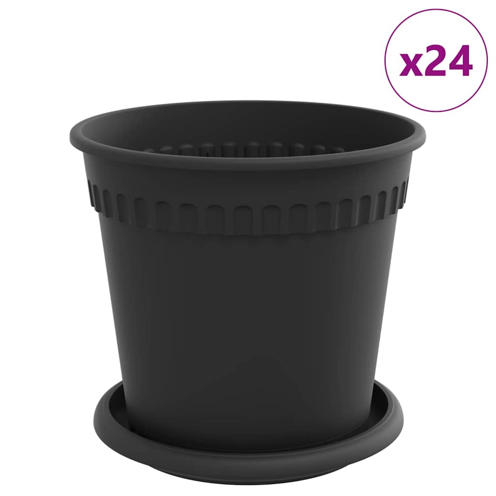 Vasi per Piante 24 pz Nero Plastica