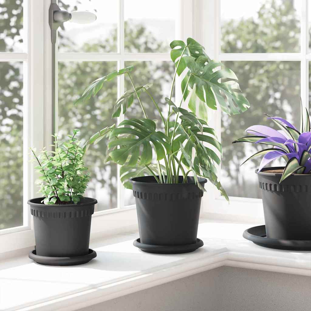 Vasi per Piante 24 pz Nero Plastica