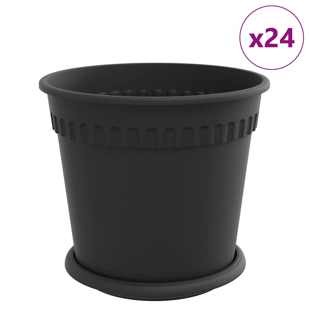 Vasi per Piante 24 pz Nero Plastica