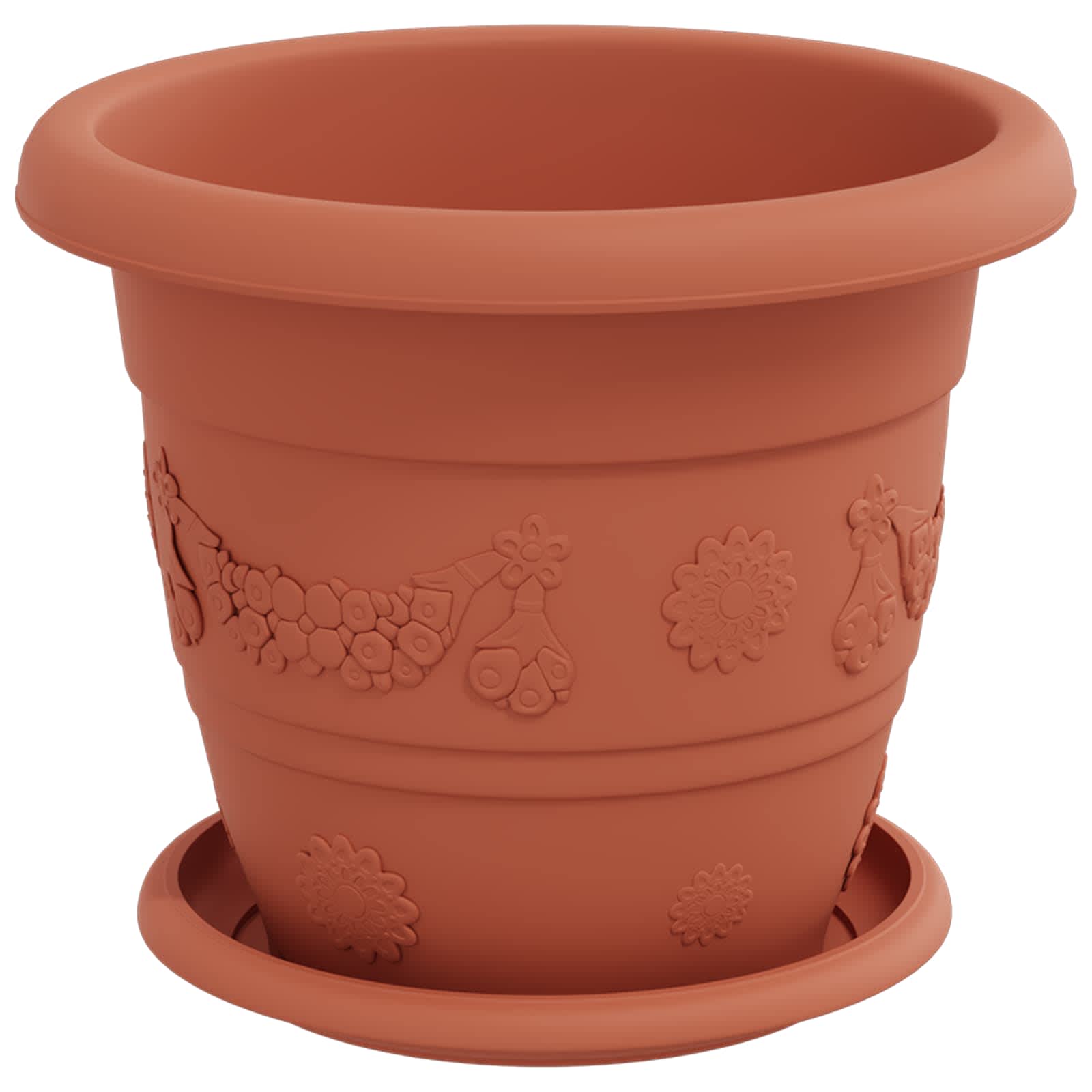 Vasi per Piante 6 pz Rosso Mattone Ø 22 x 18 cm Plastica