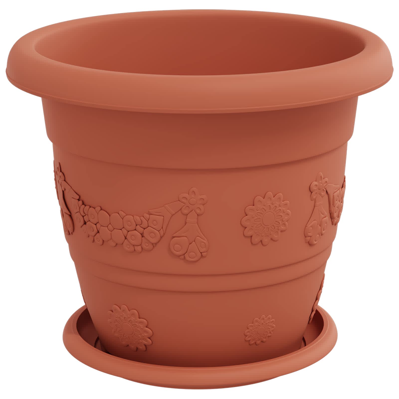 Vasi per Piante 6 pz Rosso Mattone Ø 26 x 21.5 cm Plastica