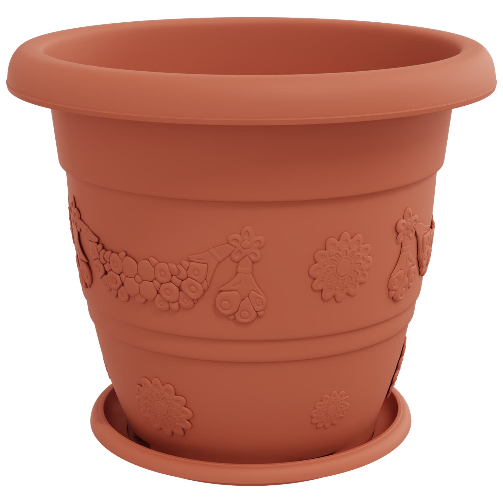 Vasi per Piante 6 pz Rosso Mattone Ø 39 x 32 cm Plastica