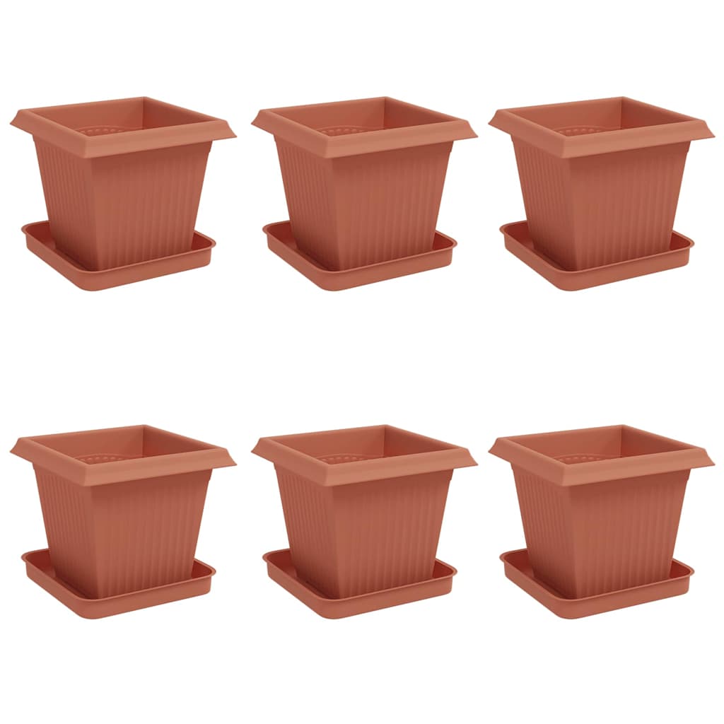 Vasi per Piante 6 pz Rosso Mattone Plastica