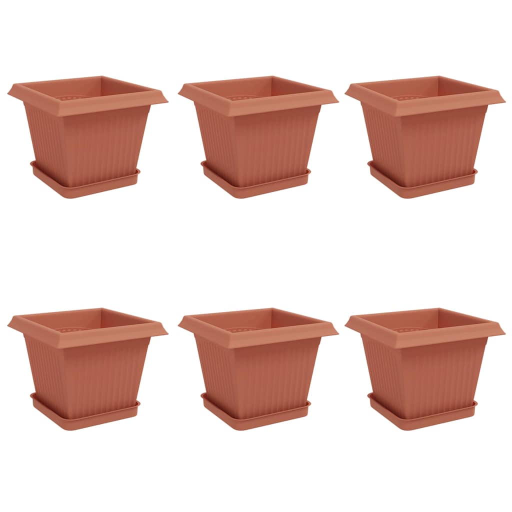 Vasi per Piante 6 pz Rosso Mattone Plastica