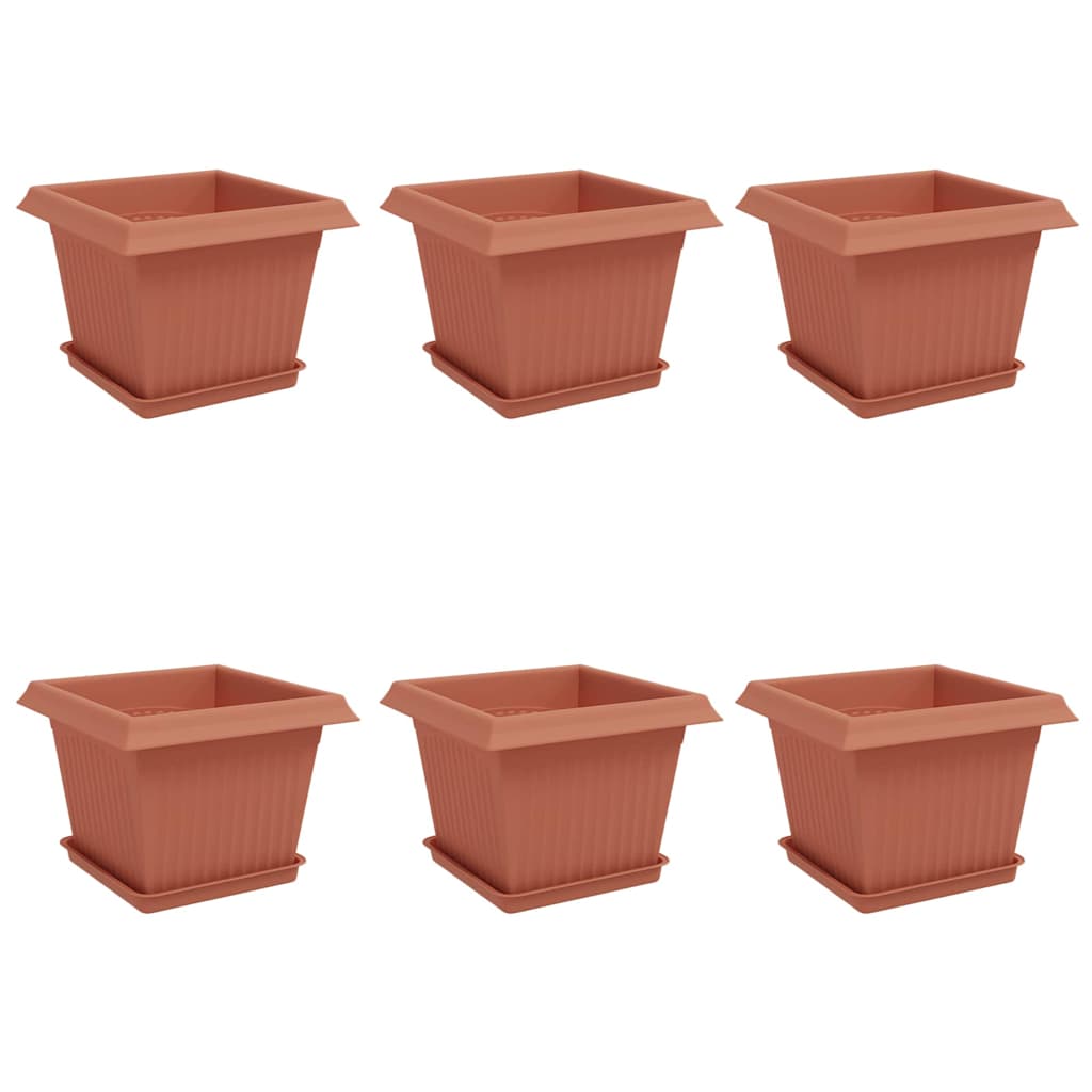 Vasi per Piante 6 pz Rosso Mattone Plastica