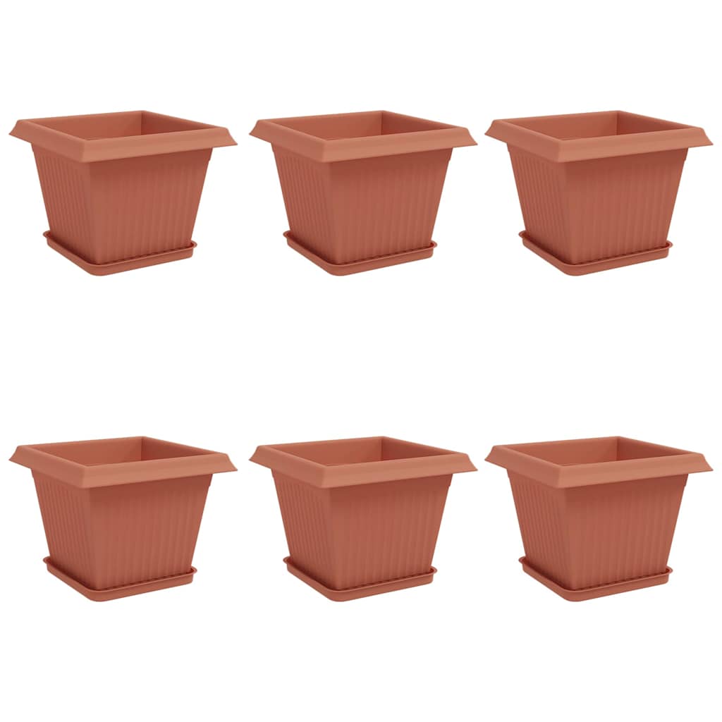 Vasi per Piante 6 pz Rosso Mattone Plastica