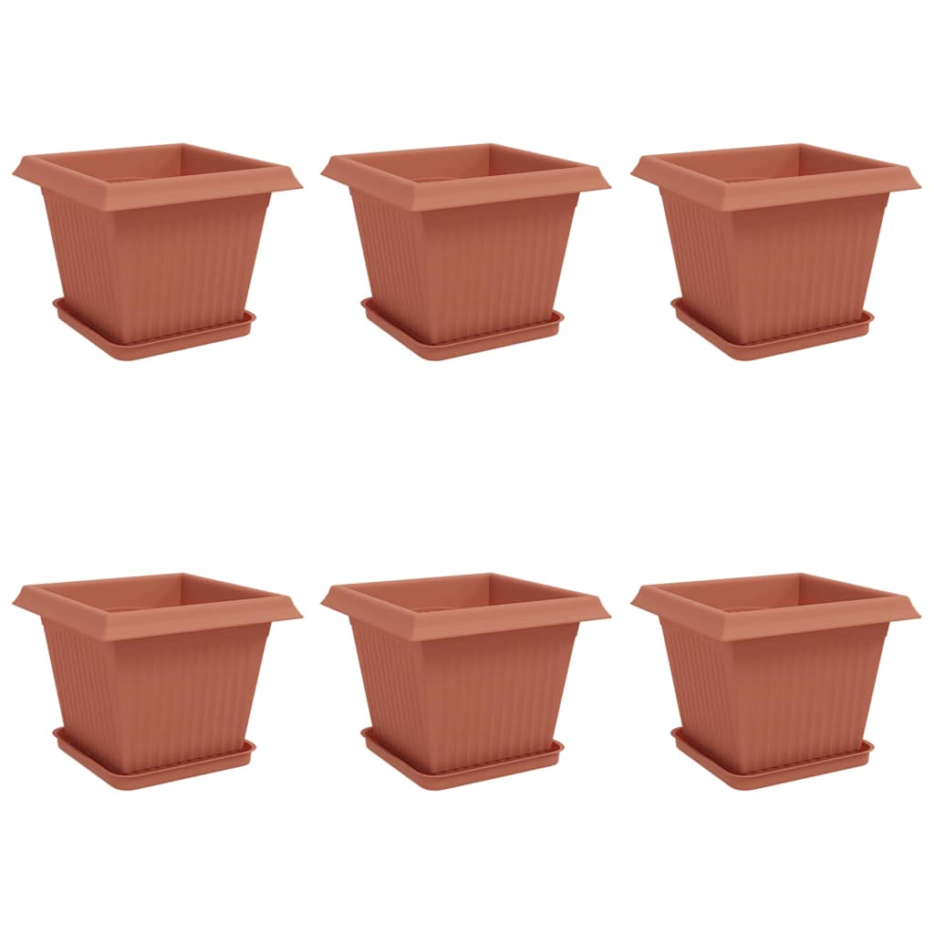 Vasi per Piante 6 pz Rosso Mattone Plastica