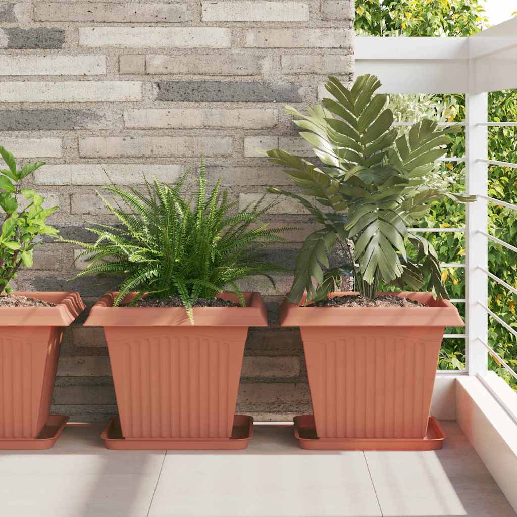 Vasi per Piante 6 pz Rosso Mattone Plastica