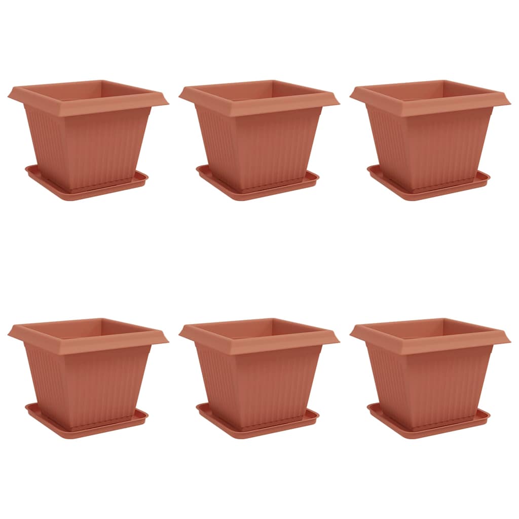 Vasi per Piante 6 pz Rosso Mattone Plastica