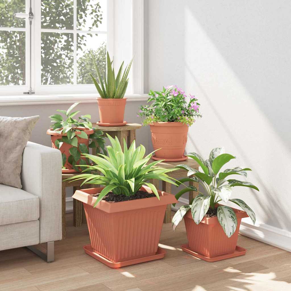Vasi per Piante 6 pz Rosso Mattone Plastica