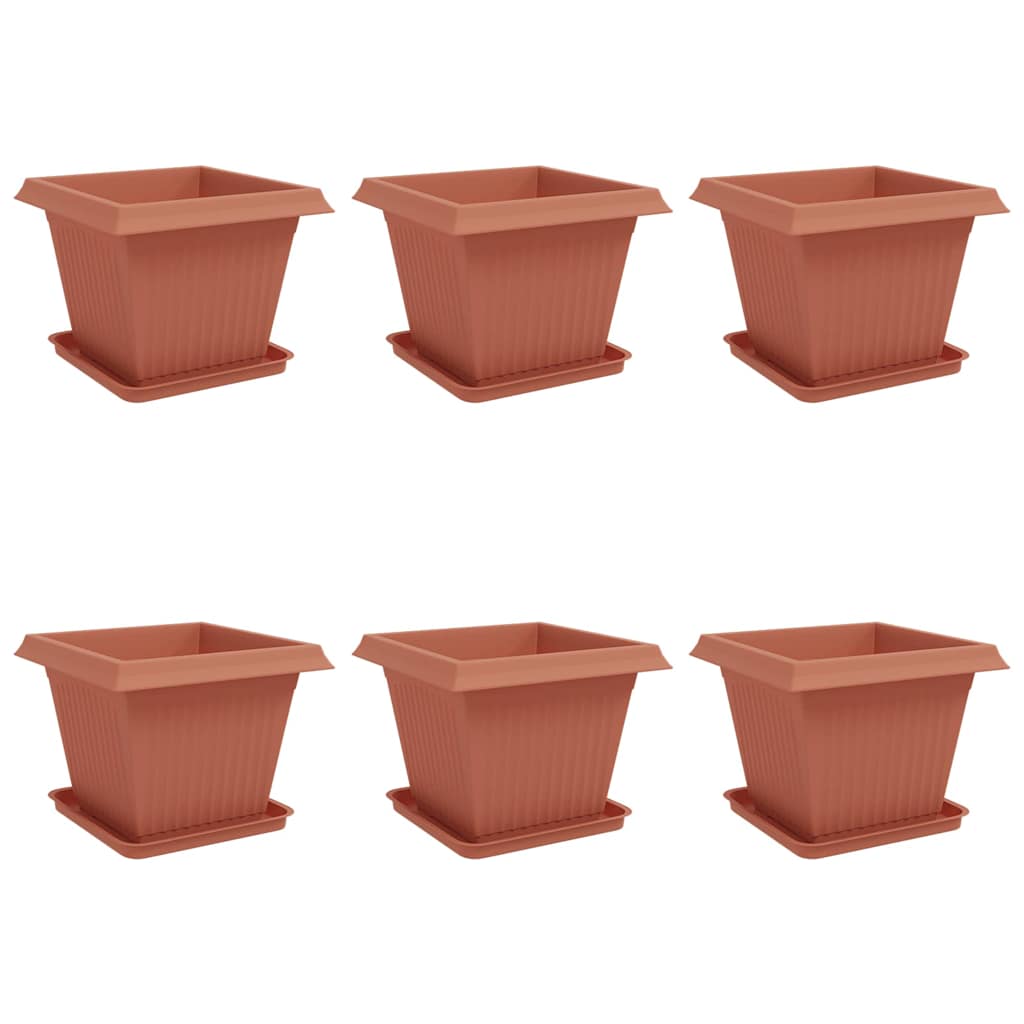 Vasi per Piante 6 pz Rosso Mattone Plastica