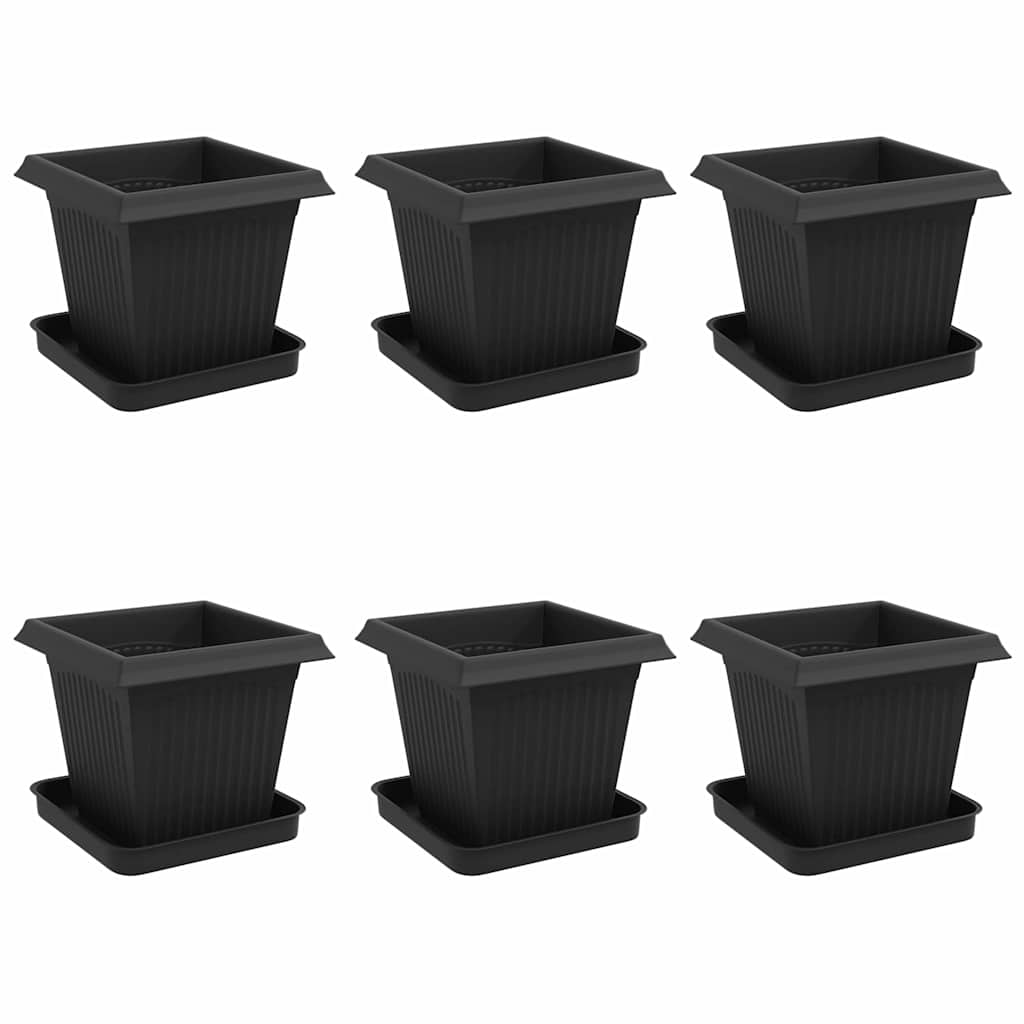 Vasi per Piante 6 pz Nero Plastica