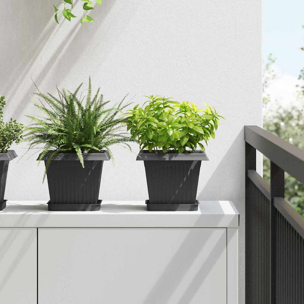 Vasi per Piante 6 pz Nero Plastica