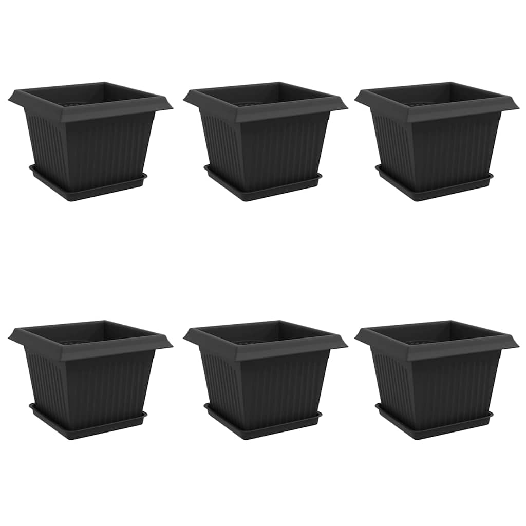 Vasi per Piante 6 pz Nero Plastica