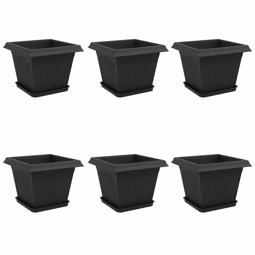Vasi per Piante 6 pz Nero Plastica