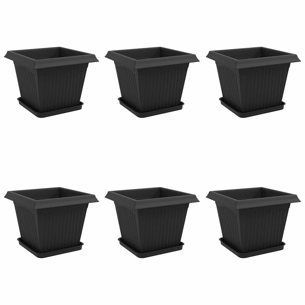 Vasi per Piante 6 pz Nero Plastica
