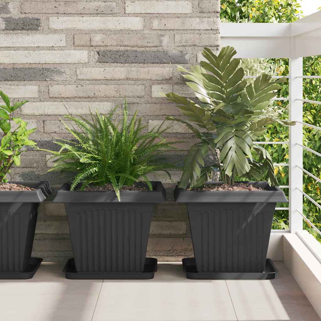 Vasi per Piante 6 pz Nero Plastica