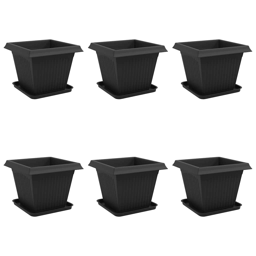 Vasi per Piante 6 pz Nero Plastica