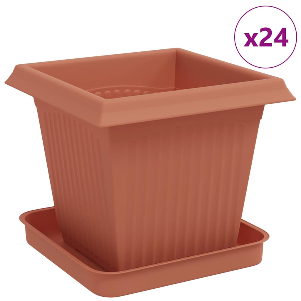 Vasi per Piante 24 pz Rosso Mattone Plastica
