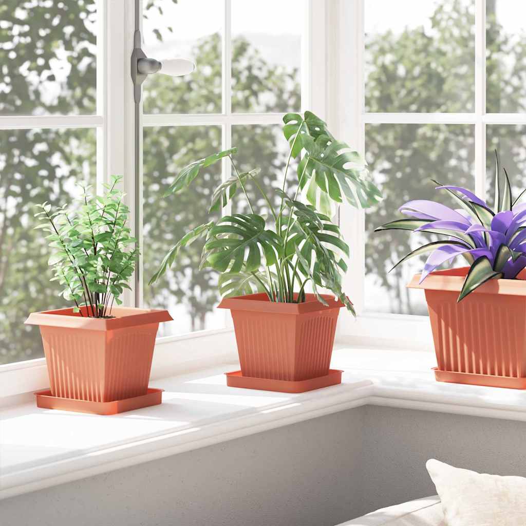 Vasi per Piante 24 pz Rosso Mattone Plastica