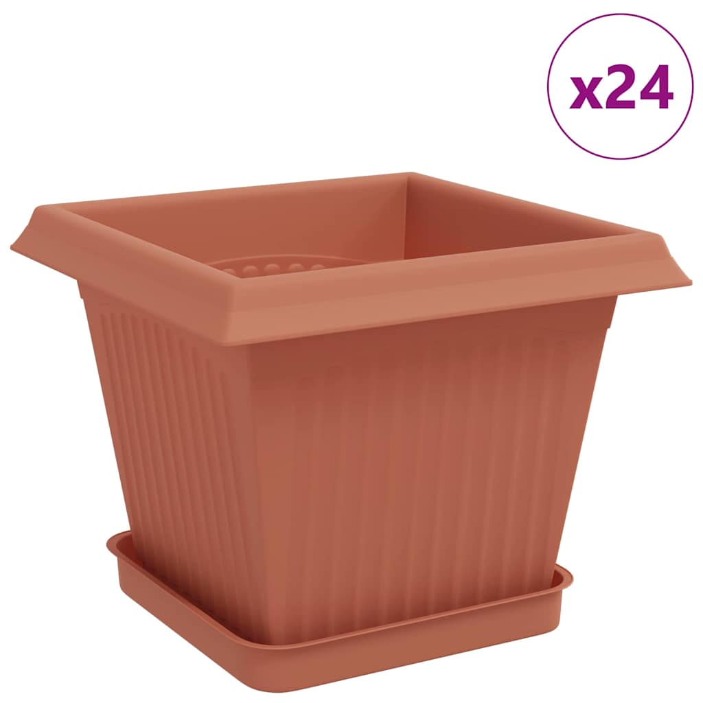 Vasi per Piante 24 pz Rosso Mattone Plastica