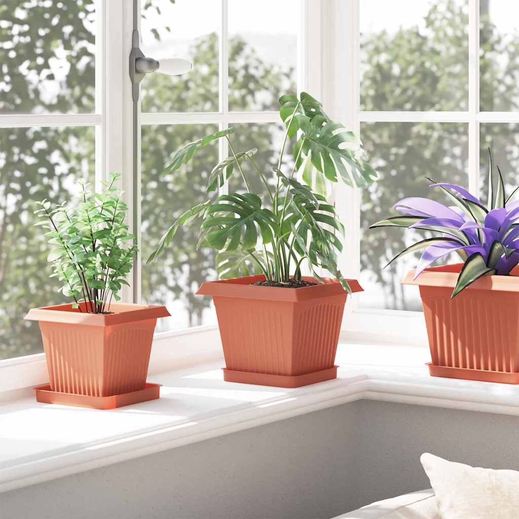 Vasi per Piante 24 pz Rosso Mattone Plastica